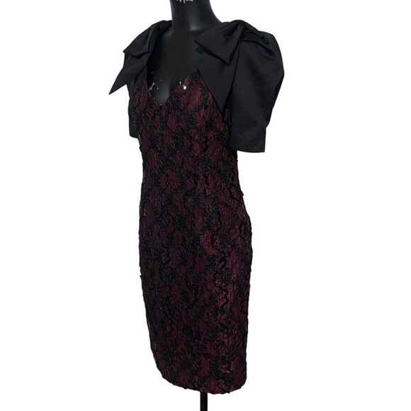 Vintage Late Edition Sequins Evening Dress Burgundy Black Size 14 - Picture 3 of 8